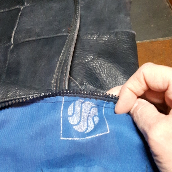 Navy blue leather tote bag - Picture 5 of 5